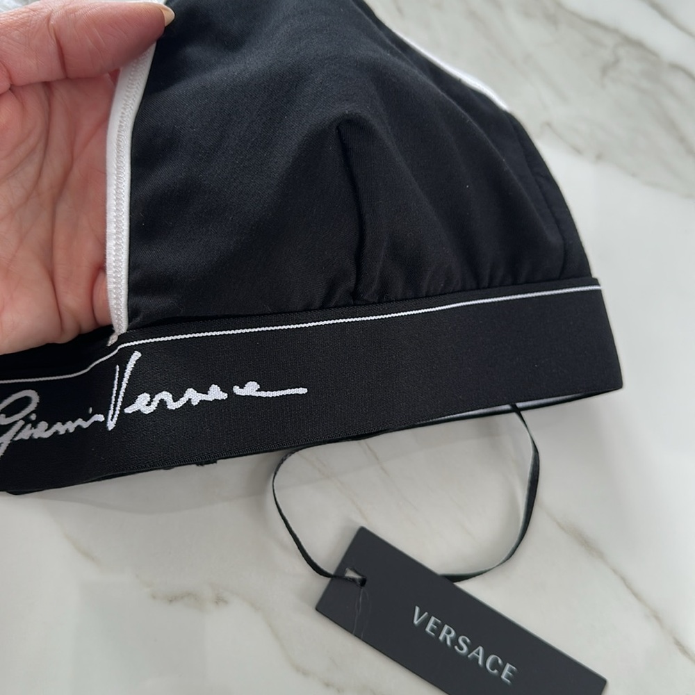 NWT VERSACE Black and White Triangle Bralette Bra Size XL Triangle Bra Cotton - Picture 6 of 12